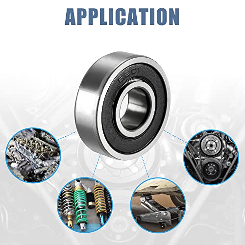 sourcing map 6201-2RS Ball Bearing 12mm x 32mm x 10mm Double Sealed 180201