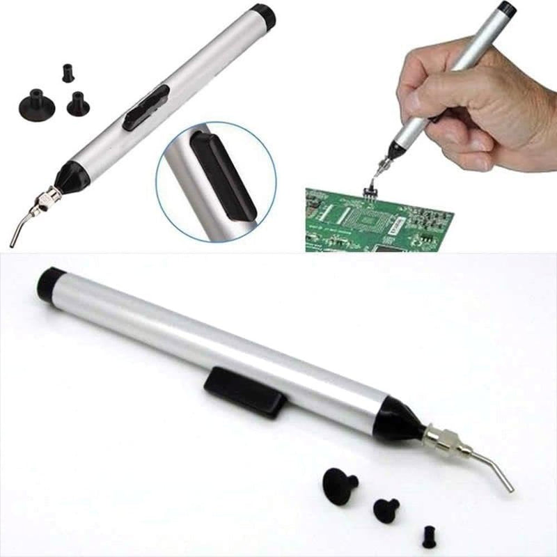 IC Chip Vacuum Suction Pen, Manual Vacuum Suction Pen Pick-up Tool for IC Chip SMD Electronics, Suction Pump Pickup Tool with 3 Suction Heads