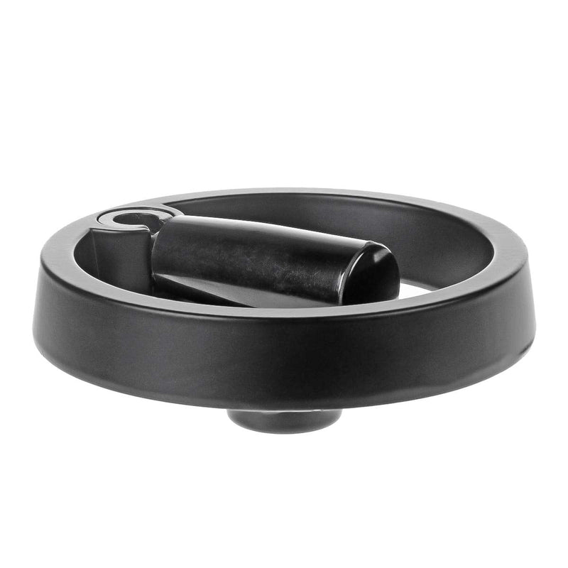 [Australia - AusPower] - YXQ 4.9 inch 2 Spoke Hand Wheel with Folding Revolving Handle Black for Milling Machine, 12mm Center Bore Diameter 