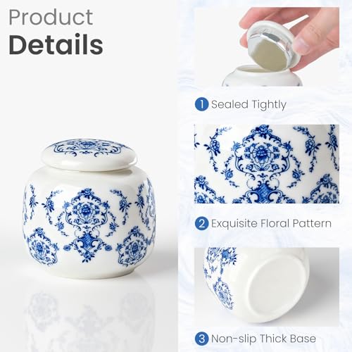 Small Keepsake Cremation Urns for Human Ashes Chinoiserie Ceramic Handmade Mini Memorial Urn for Adult Pet Box - UP to 10 Cubic inches