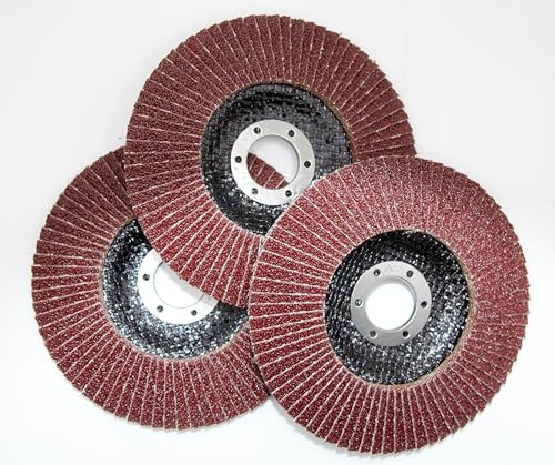 Flap Disc Set 125 mm, 4 Pieces, Grit 40/60/100/120, for Sanding Work with Angle Grinder, 22.23 mm Suitable for Many Standard Angle Grinders