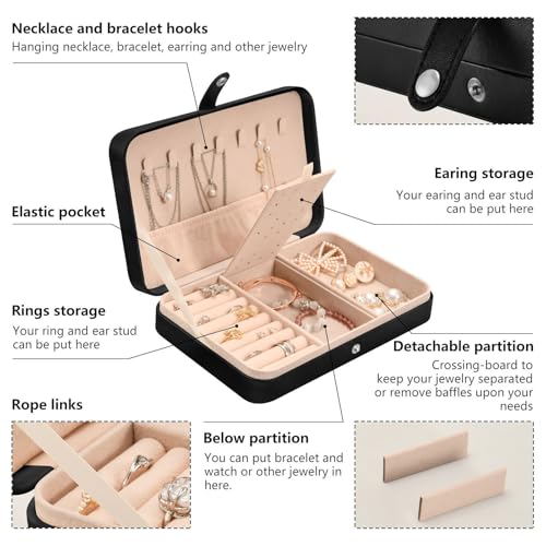senya Leather Jewelry Box, Spring Dragonfly Necklace Ring Earrings Storage Organizer for Women Travel Jewelry Organizer