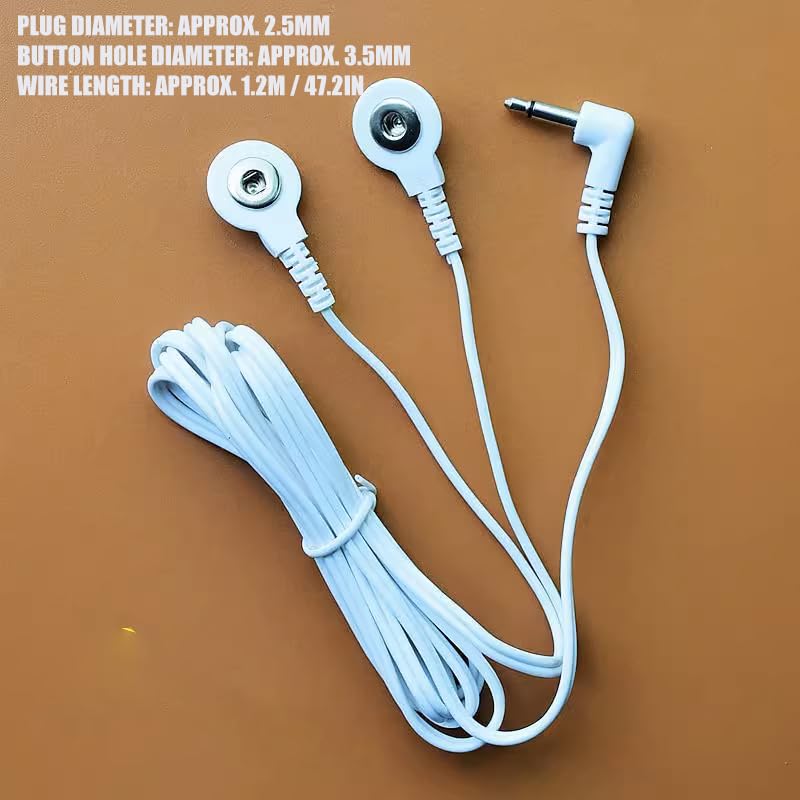[Australia - AusPower] - Button Electrode Wire Cable, DC 3.5mm Button Electrode Wire Cable Compatible Wires for Digital TENS Massage Machine,Button Type Electrode 2.5mm Plug Wires Cable 1 to 2 (10) 10 
