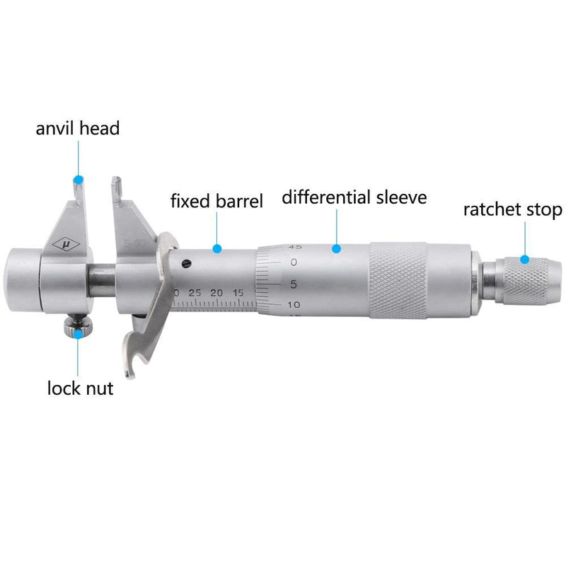 [Australia - AusPower] - Inside Micrometer Set, Internal Diameter Gage Hole Bore 5-30mm Range 0.01mm Accurate + Wrench + Calibration Ring + Wooden Box 