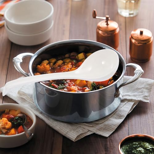 Porcelain Soup Ladle 10.2 Inch Large Bone China Chinese Soup Spoon Dishwasher and Microwave Safe for Pho Ramen Cooking and Serving