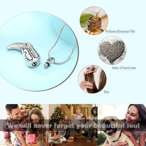 Hearbeingt Cowboy Boots Urn Necklaces for Ashes Cremation Jewelry Cowboy-Silver