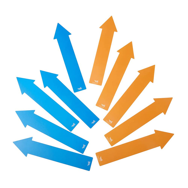 [Australia - AusPower] - hand2mind - 93733 10 Social Distancing Floor Decals Arrows, 12 Inch Orange & Blue Safety Floor Sign, Waterproof and Washable for Indoor Or Outdoor 6 Feet Distancing Floor Arrows 