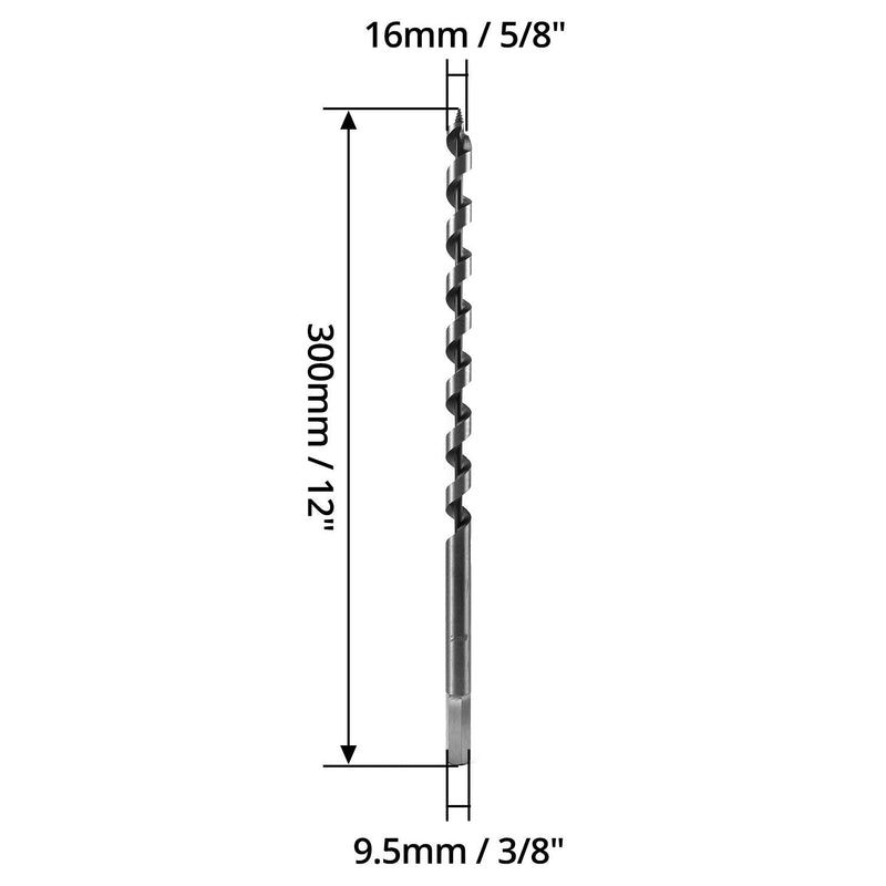 [Australia - AusPower] - QWORK Wood Twist Drill Bit Diameter 16 mm Total Length 300 mm Pack of 1 16 x 300 mm 