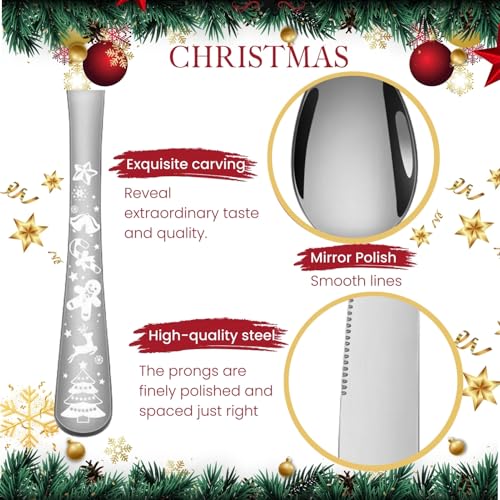 Vilihkc 20-Piece Christmas Style Silverware Set,Stainless Steel Flatware Set, Kitchen Utensil Set Service for 4,Tableware Cutlery Set for Home and Restaurant,Dishwasher Safe Silver