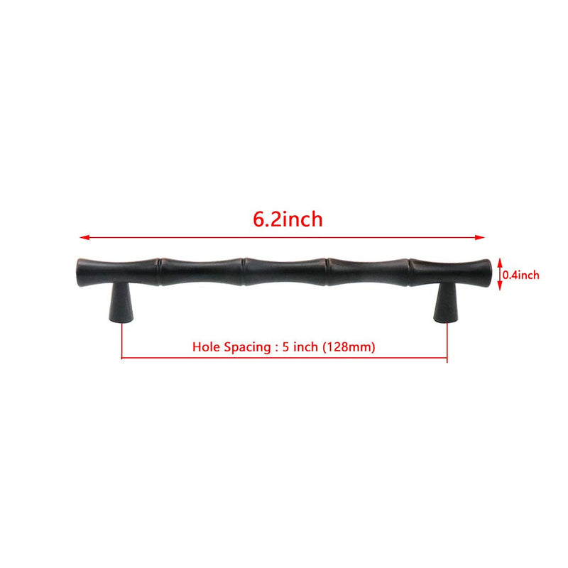 Bitray 5 Pack Cabinet Handles Bamboo Shape Kitchen Cupboard Dresser Closet Drawer Door Pulls, 5 Inch (128mm) Zinc Alloy Handle Cabinet Pull Handles (Black Red Ancient) Red Black