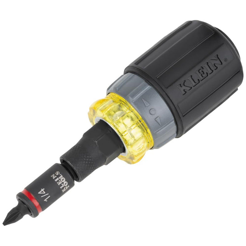 [Australia - AusPower] - Klein Tools 32561HDRT KNECT 7-in-1 Ratcheting Screwdriver, Impact Rated, Stubby with Phillips, Slotted Bits, 3 Nut Drivers, Adapter, 7-Piece 