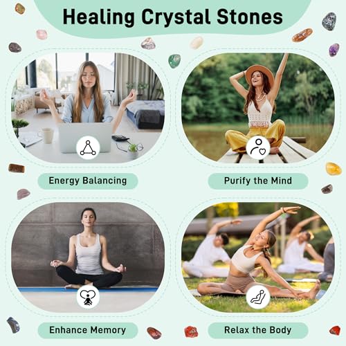 18 Pcs Healing Crystals and Stones Set, Natural Polished Gemstones 0.8-1.2"