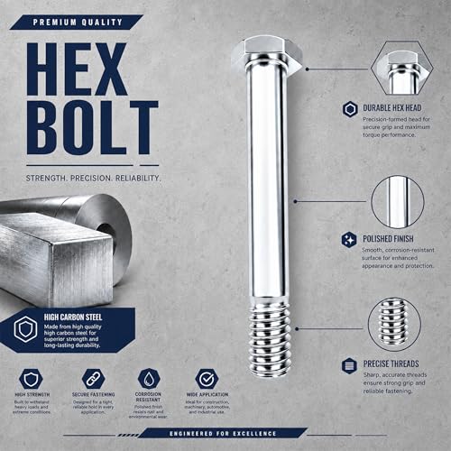 HKlanyue 100-piece caster wheel bolt kit, 5/16-18 x 2-inch wheel bolts for trolley assembly