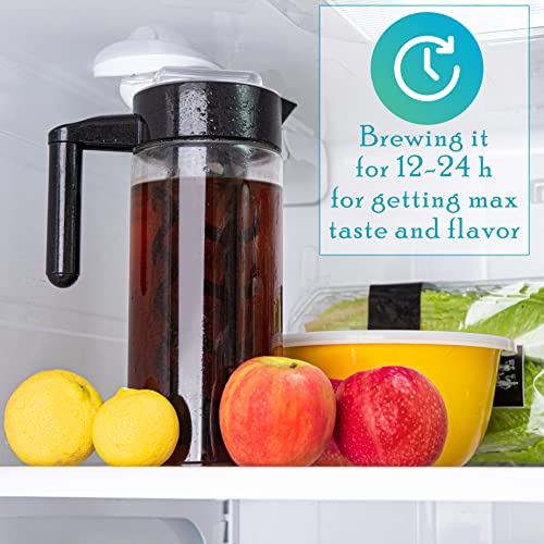 Mixpresso Cold Brew Coffee Maker, 44 Oz Glass Cold Brew Pitcher with Filter