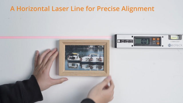 Neoteck golden aluminum digital angle finder with 225° range and Class 2 laser