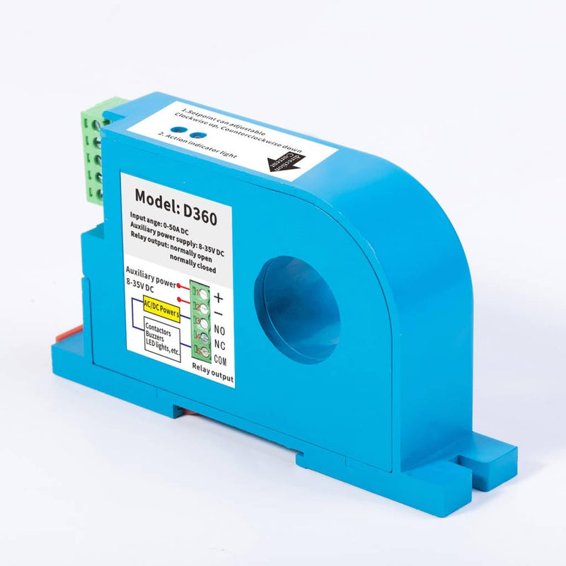 DC Current Switch,Current Sensing Relay DC Current Sensing Switch 0-50A Amp Sensor Monitoring Relay D360