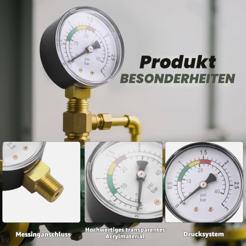 Black Pressure Gauge 1/4 Inch Pool Compressed Air 0-3 Bar/40 PSI Water Pressure Knife for Gas and Water