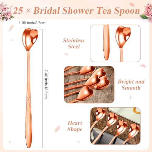 Qinyoung 25 Sets Bridal Shower Tea Party Favors for Guests, Rose Gold