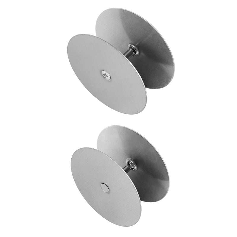 2 Pack Door Hole Cover Plate Brushed Satin Nickel Deadbolt Cover Plate 2 5/8" Diameter Round Door Knob Hole Filler Plate, 1" and 1.5" Screws, Reinforcer Locks and Doors for Home Security
