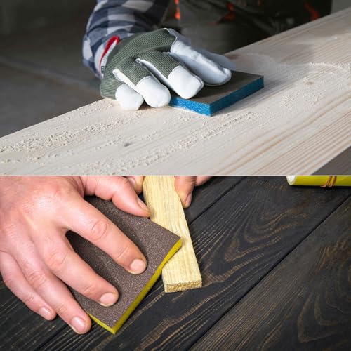 HARFINGTON 500-600 grit superfine sanding sponge blocks, brown foam pads for wood, metal, kitchen, and drywall sanding