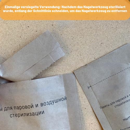Sterilization Bag, Sterilization Bag, Disposable Nail Accessories, Disposable Accessories for Nail Sterilisers, Disinfectant Machines, for Cosmetics and Nail Tools, 75 x 150 mm (Pack of 200) 200 pieces
