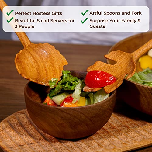 JABIHOME 4 Wooden Spoons and Forks Set, Thanksgiving Gifts for Women