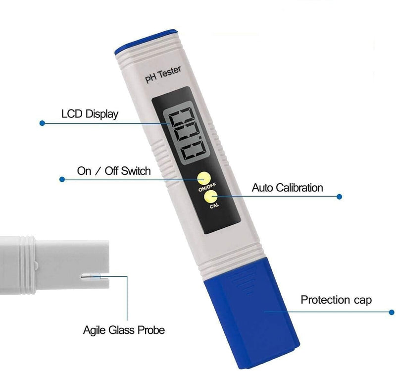 [Australia - AusPower] - pH Meter for Water, 0.01 High Accuracy 0-14 pH Measurement Range Digital pH Tester, Compact Size Easy to Read Water Test Pen for Drinking Water, Pool and Aquarium 