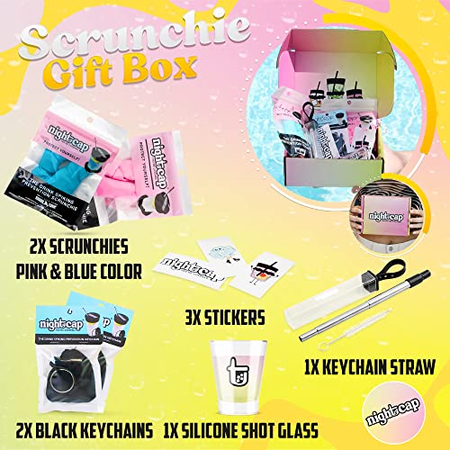 Nightcap Drink Cover Scrunchie Gift Box- The Reusable Drink Spiking Prevention Scrunchie As Seen on Shark Tank, Gift Set The Gift Set