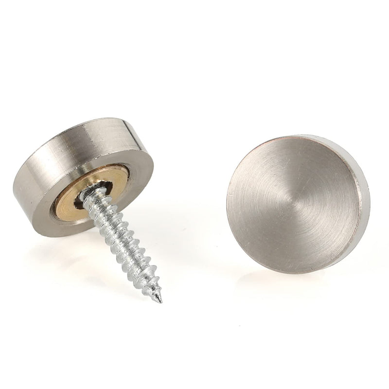 [Australia - AusPower] - 20 PCS Screw Covers Caps (Solid Brass Construction) Mirror Screws Fasteners, Sign Advertising Hardware, 3/5" Diameter, Brushed Stainless Steel Brushed Finish (20 Pcs) 
