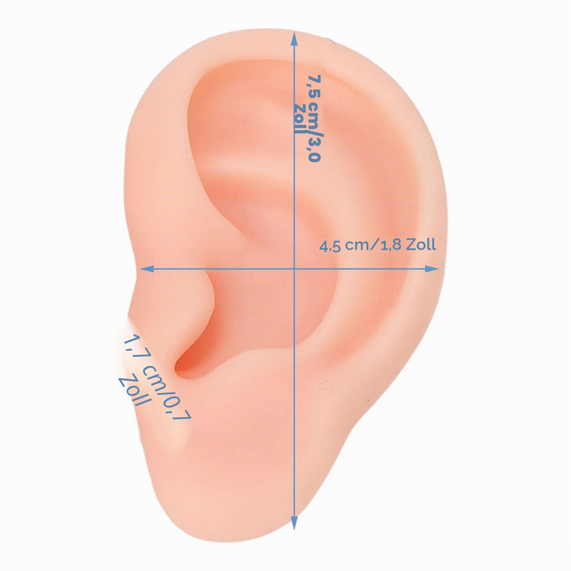 Human Ear Model, 1 Pair Soft Silicone Simulation Ear for Piercing Exercises and Jewelry Display (1#) 1#