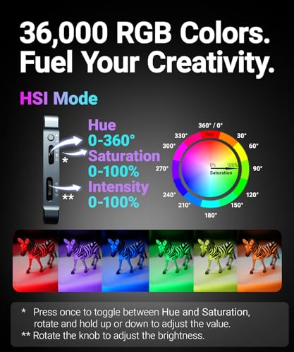 ORLN'K Portable RGB Video Light 10W 4000mAh, LED Video Light Panel with Soft Diffuser for Photographer, Content Creator Fits iPhone, for Sony Canon Nikon Fuji Panasonic Cameras (Tripod Combo) 7in1 TripodCombo