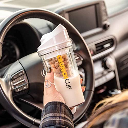CRUNCHCUP XL Portable Cereal Cup for Breakfast On the Go - White (Pack of 2) X-Large (Pack of 2)