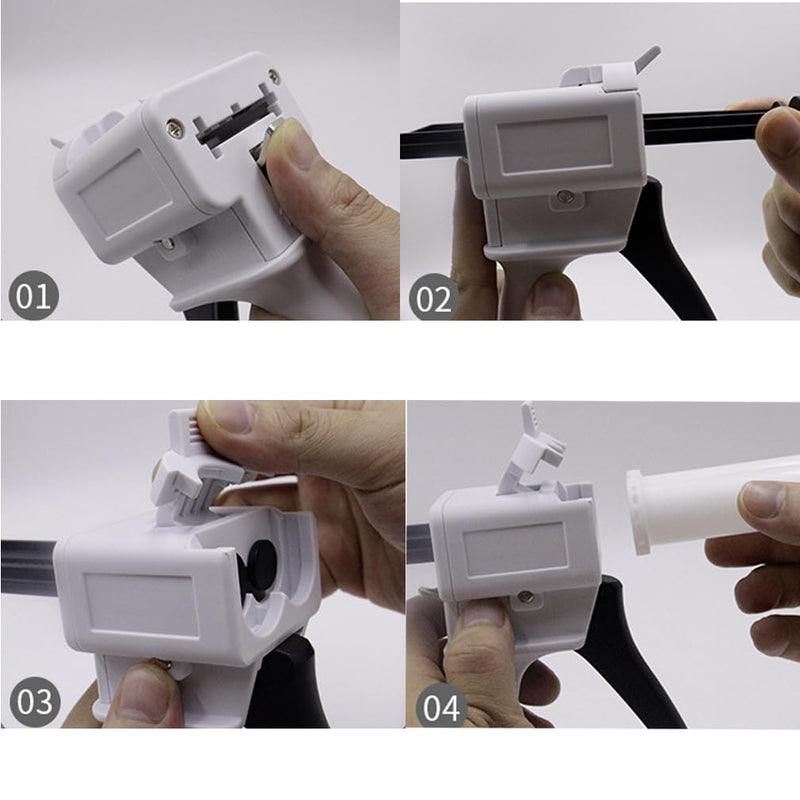 [Australia - AusPower] - Dispenser Gun 50ml Dental Impression Mixing Dispenser Dispensing Gun 1:1/2:1 Ratio, Manual Dual Cartridge Applicator Gun (1:1/2:1) 