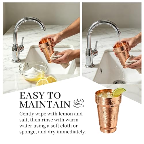 20 oz Pure Copper Cup for Drinking, Thick 2mm Solid Copper Mug, Hand-Hammered Tall Tumbler for Ayurvedic Water & Moscow Mule, Cold-Retentive Copper Glass for Cocktails, Bar & Gift