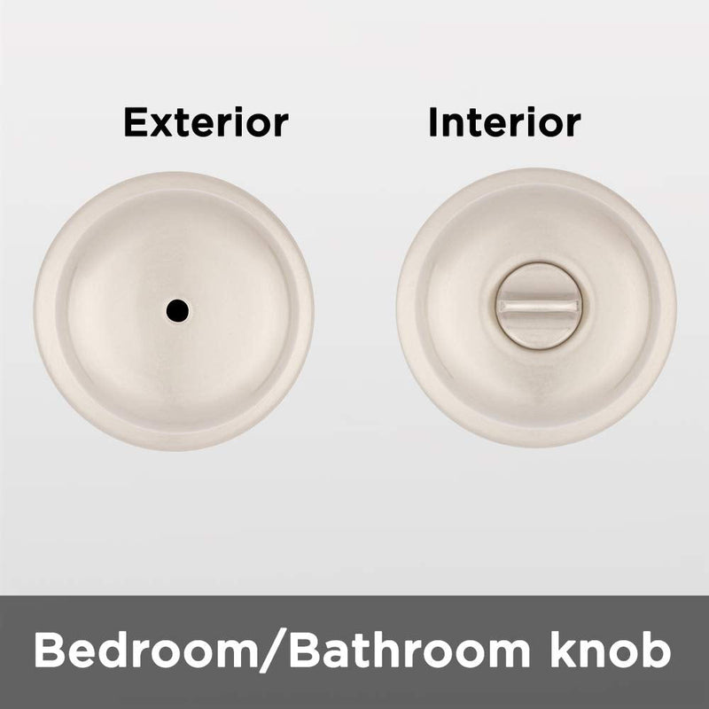 Kwikset Juno Interior Privacy Door Knob with Lock, Door Handle For Bathroom and Bedroom, Satin Nickel Keyless Turn Lock Doorknob, with Microban Protection 1 Pack