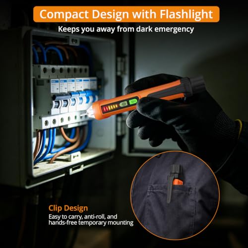Neoteck Non-Contact Voltage Tester 12-1000V Digital Contactless Phase Tester AC Voltage Tester Non-Contact with LED Torch yellow