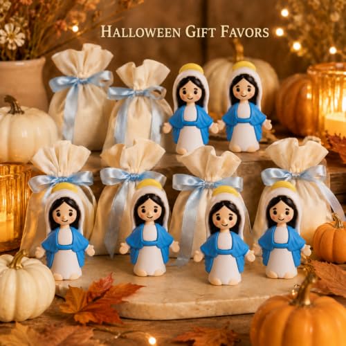 50 Mini Virgin Mary Figurines, Blue & White Catholic Party Favors 50