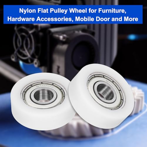 sourcing map 4Pcs Ball Bearing Guide 10 x 35 x 11mm Double Shielded POM Roller Bearings, Flat Pulley Wheel for Furniture, Hardware Accessories, White 4