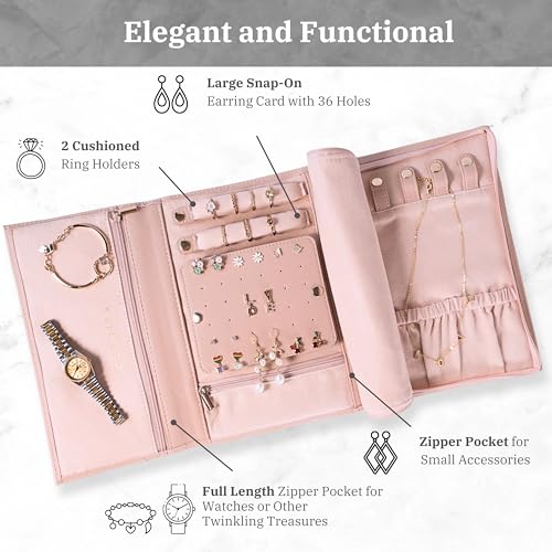 Personalized Initial Travel Jewelry Case - Monogram Custom Gifts For Women, Bridesmaid Gifts, Travel Jewelry Organizer, Customized Travel Jewelry Box, Birthday Gifts For Mom P Pretty Pink