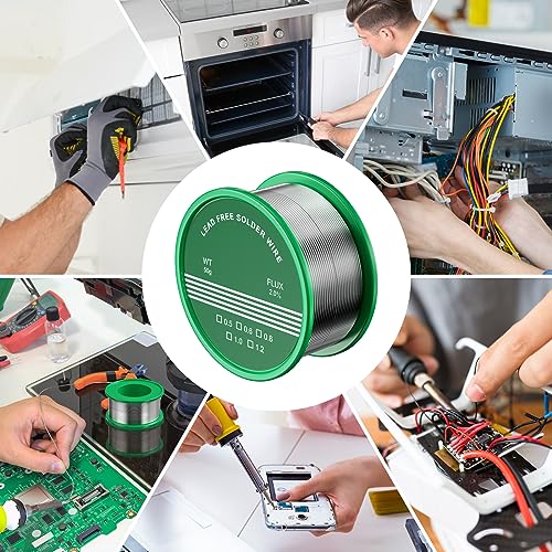 Magrimaxio Solder with flux, lead-free soldering wire with rosin core, lead-free soldering wire electronics, Sn99.3 Cu0.7, 50 g/0.8 mm, for repair, electric soldering, DIY