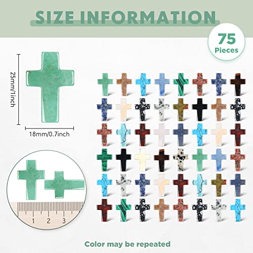 Nuenen 75 Pcs Cross Crystal Stone Bulk 1'' Cross Shaped Worry Stone,Elegant Elegant