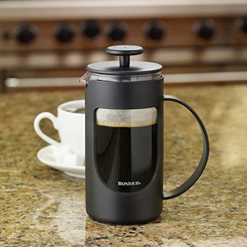 BonJour Coffee Unbreakable Plastic French Press, 12.7-Ounce, Ami-Matin, Black 3-Cup/12.7 Ounce