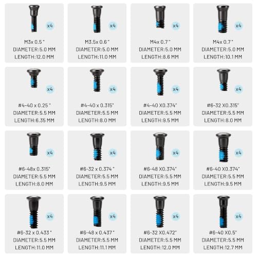 QYT red dot sight screw kit with 48-piece stainless steel mounting hardware set and Torx T10 screws
