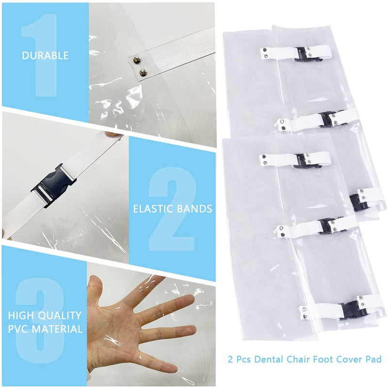 [Australia - AusPower] - Dental Chair Foot Cover Pad with Elastic Bands, Dental Practice Dustproof Protector Supplies, 17"L x 14"W, 2 Pcs 
