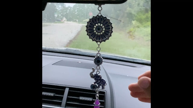 LUCKBOOSTIUM Elephant with Amethyst Crystal and Mandala Hanging Pendant