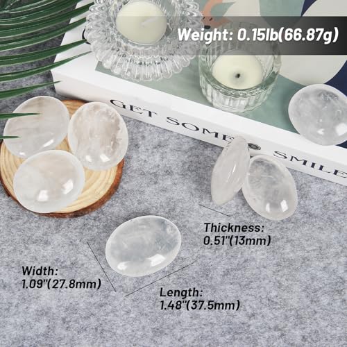 Clear Quartz Stone- 4 Pcs Clear Quartz Palm Stone Pocket