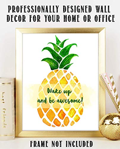 Be Awesome Affirmation Wall Art, Inspirational Spiritual Quotes Wall Art Decor, Minimalist Motivational Posters, Gym Motivational Wall Art, Office Zen Room Decor, Yoga Meditation Room (11x14) Pineapple