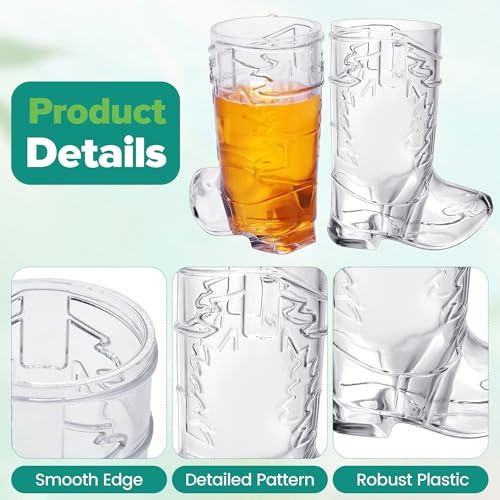 Aodaer 72 Pieces 1 OZ Clear Cowboy Boot Shot Glasses Mini Plastic Boot Shot Cups Western Cowboy Glasses Reusable Beer Mugs for Cowgirl Party Decorations Birthday Bachelorette Party Favors