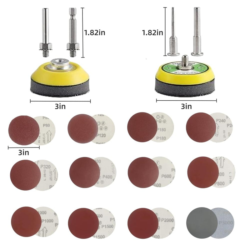 [Australia - AusPower] - BEEK Pack of 2 3 Inch Sanding Discs Pads 75 mm with 4 Pieces 1/8 Inch & 1/4 Inch Shank, with 2 Pieces Sponge Pads, for Wood Furniture Painting, Automotive 