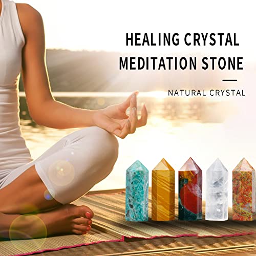 Apengshi Amazonite Natural Healing Crystal Tower 1.57-1.96in(4-5cm) Faceted Single Point Chakra Crystal Stone Meditation Home Decor Collection Gift